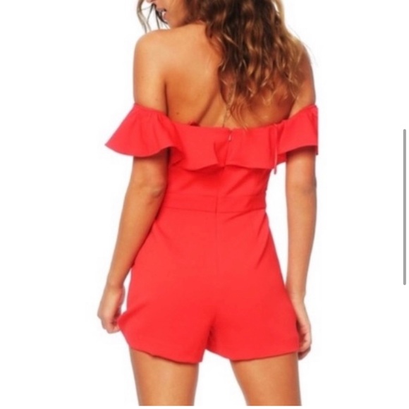 Jay Godfrey Bianca Romper In Red 💋 - Picture 2 of 9